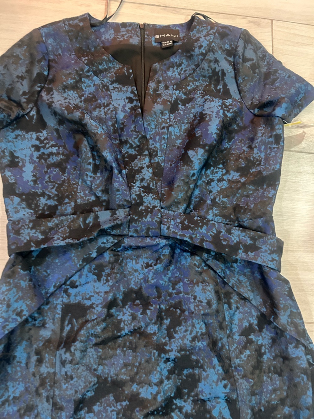 NEW Shani Jacquard bow blue dress size 14 - Picture 4 of 10